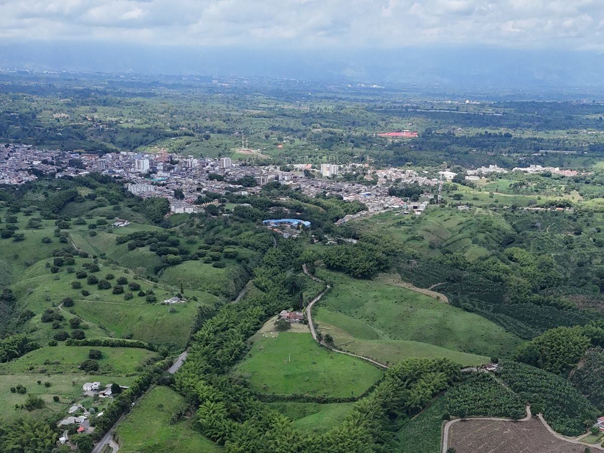 Casco urbano de Quimbaya, Quindío, visto desde el aire